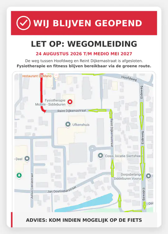 Omleiding Fysiotherapie Fitness Siddeburen 1